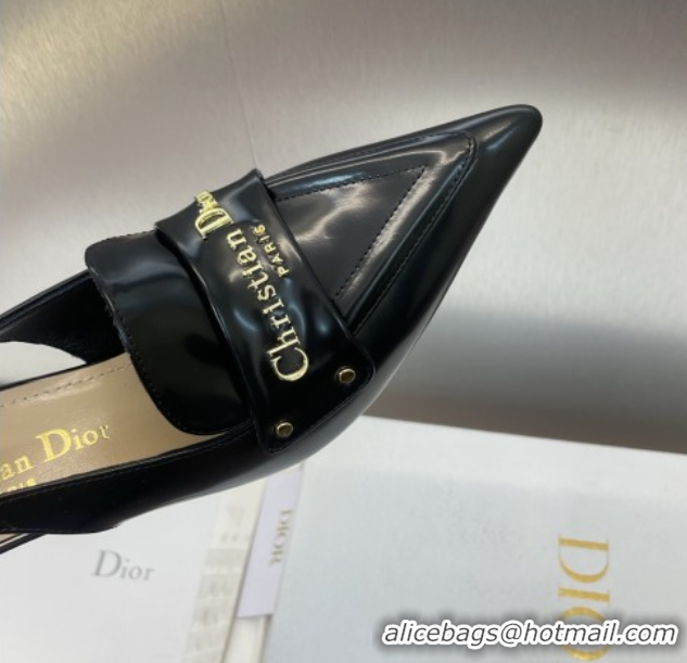 Shop Duplicate Dior Boy Slingback Pumps 8.5cm in Shiny Calfskin Black 0710045