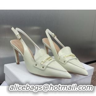 Good Product Dior Boy Slingback Pumps 8.5cm in Shiny Calfskin White 0710046