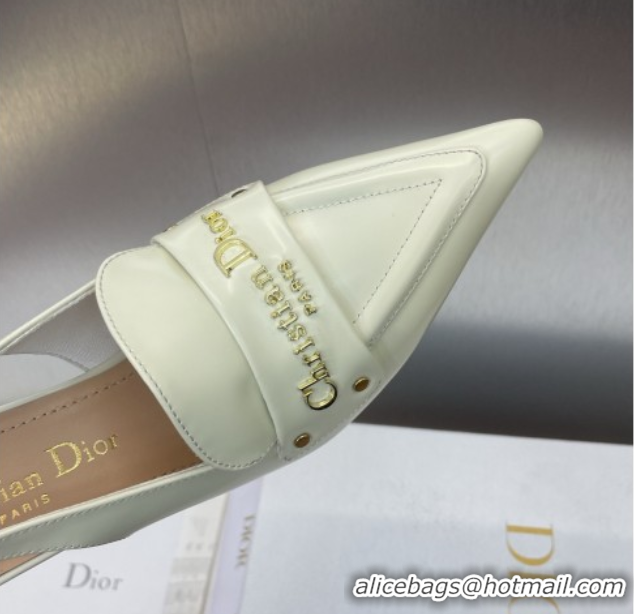 Good Product Dior Boy Slingback Pumps 8.5cm in Shiny Calfskin White 0710046