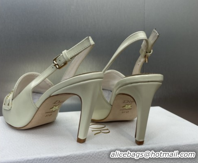 Good Product Dior Boy Slingback Pumps 8.5cm in Shiny Calfskin White 0710046