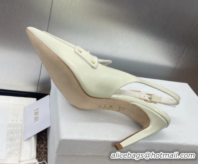 Good Product Dior Boy Slingback Pumps 8.5cm in Shiny Calfskin White 0710046