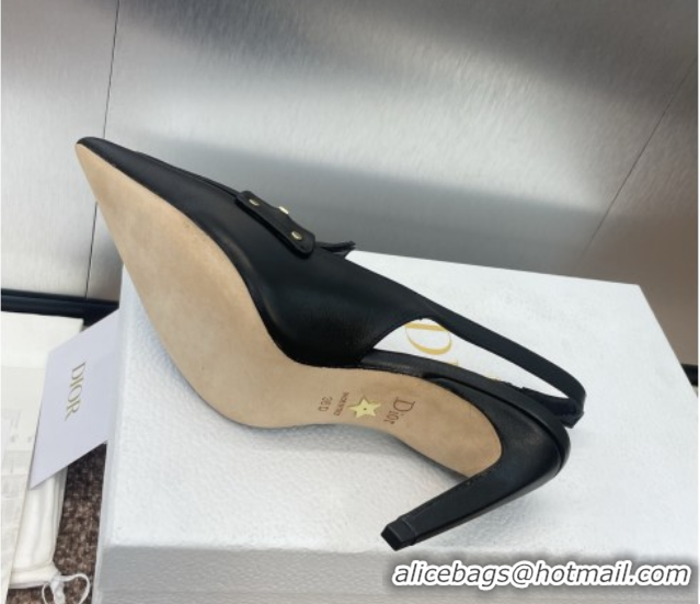 Good Quality Dior Boy Slingback Pumps 8.5cm in Supple Calfskin Black 0710047