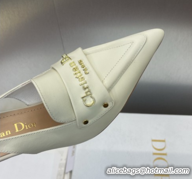 Charming Dior Boy Slingback Pumps 8.5cm in Supple Calfskin White 0710048