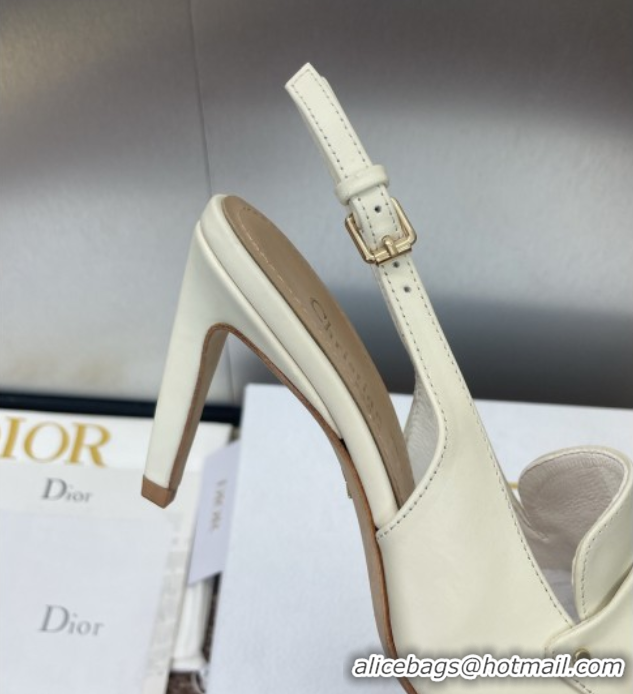 Charming Dior Boy Slingback Pumps 8.5cm in Supple Calfskin White 0710048