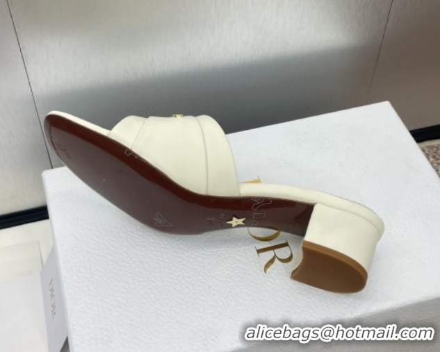 Big Discount Dior My Dior Heeled Slides Sandal 3.5cm in Supple Calfskin White 0710051