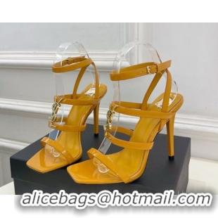 Lower Price Saint Laurent Cassandra Sandals 10.5cm in Patent Leather Yellow 2025 8227911