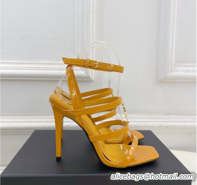 Lower Price Saint Laurent Cassandra Sandals 10.5cm in Patent Leather Yellow 2025 8227911
