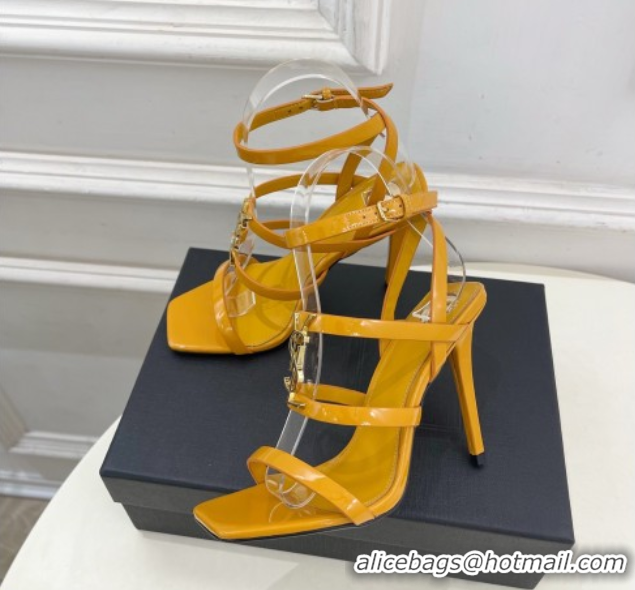 Lower Price Saint Laurent Cassandra Sandals 10.5cm in Patent Leather Yellow 2025 8227911