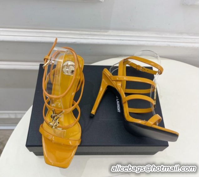 Lower Price Saint Laurent Cassandra Sandals 10.5cm in Patent Leather Yellow 2025 8227911