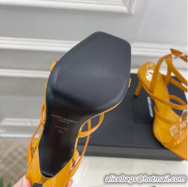 Lower Price Saint Laurent Cassandra Sandals 10.5cm in Patent Leather Yellow 2025 8227911