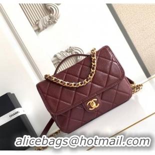 Top Quality Chanel Grained Shiny Calfskin Backpack bag AS5347 Dark Burgundy 2025
