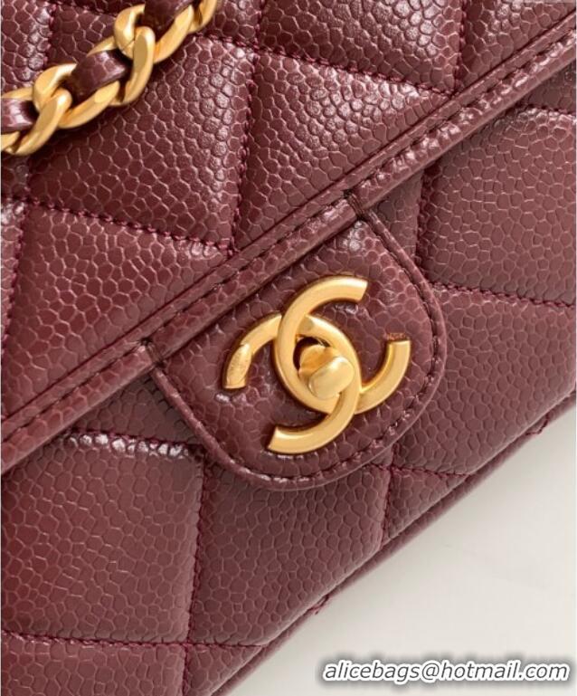 Top Quality Chanel Grained Shiny Calfskin Backpack bag AS5347 Dark Burgundy 2025