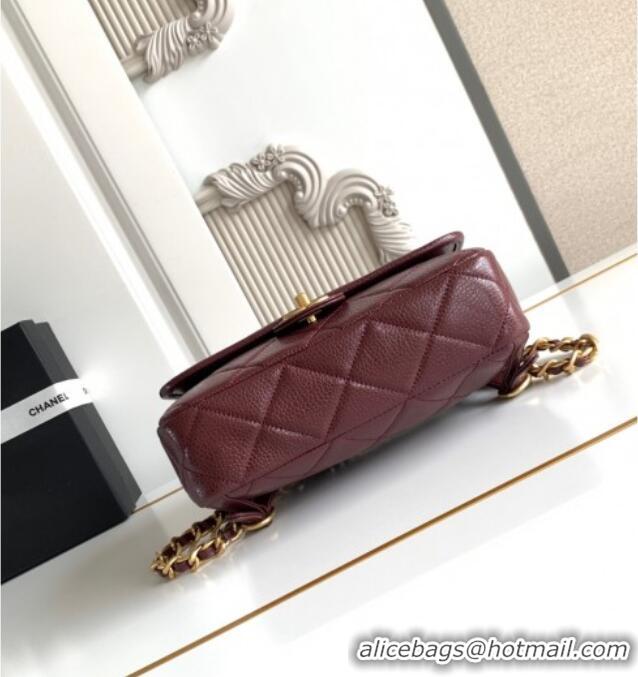 Top Quality Chanel Grained Shiny Calfskin Backpack bag AS5347 Dark Burgundy 2025