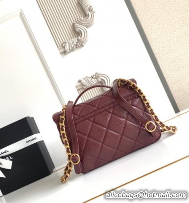 Top Quality Chanel Grained Shiny Calfskin Backpack bag AS5347 Dark Burgundy 2025