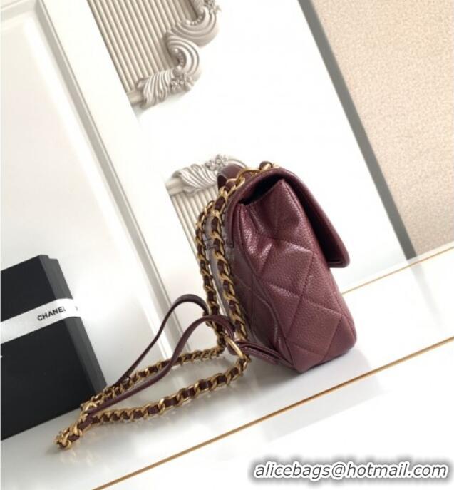 Top Quality Chanel Grained Shiny Calfskin Backpack bag AS5347 Dark Burgundy 2025