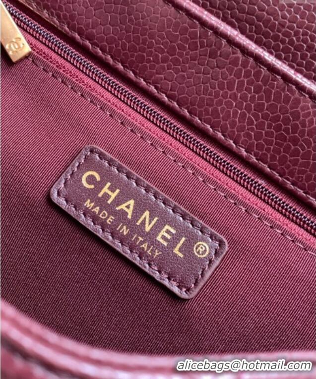 Top Quality Chanel Grained Shiny Calfskin Backpack bag AS5347 Dark Burgundy 2025