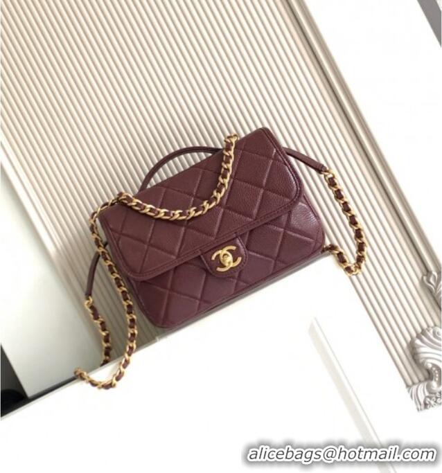 Top Quality Chanel Grained Shiny Calfskin Backpack bag AS5347 Dark Burgundy 2025