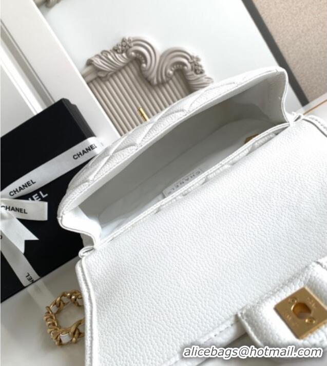 Good Taste Chanel Grained Shiny Calfskin Backpack bag AS5347 White 2025