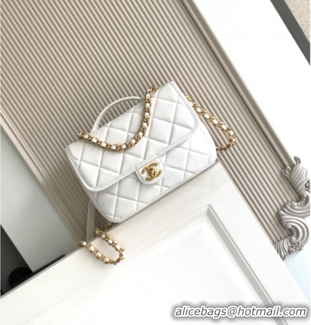 Good Taste Chanel Grained Shiny Calfskin Backpack bag AS5347 White 2025