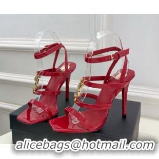 Popular Style Saint Laurent Cassandra Sandals 10.5cm in Patent Leather Red 2025 8227911 
