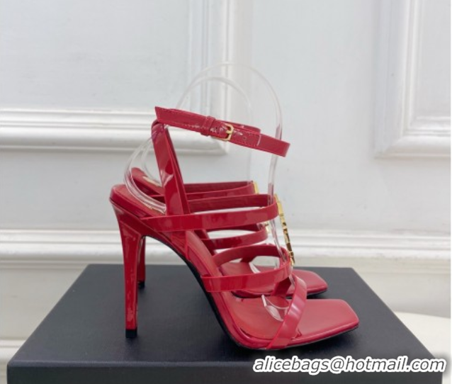 Popular Style Saint Laurent Cassandra Sandals 10.5cm in Patent Leather Red 2025 8227911 