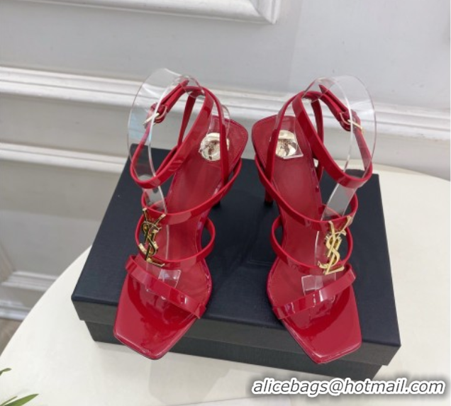Popular Style Saint Laurent Cassandra Sandals 10.5cm in Patent Leather Red 2025 8227911 