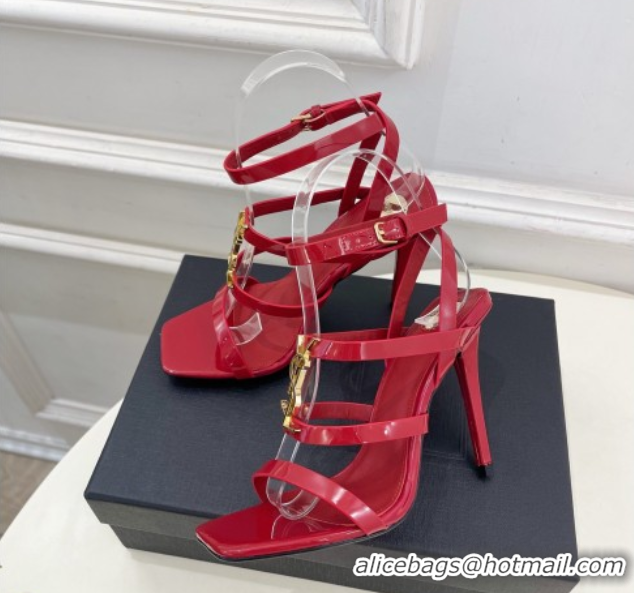 Popular Style Saint Laurent Cassandra Sandals 10.5cm in Patent Leather Red 2025 8227911 