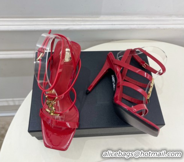 Popular Style Saint Laurent Cassandra Sandals 10.5cm in Patent Leather Red 2025 8227911 