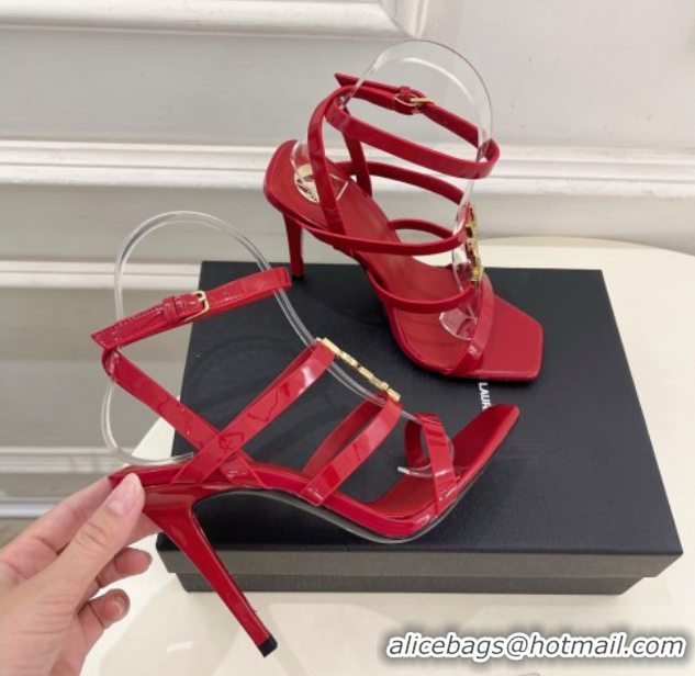 Popular Style Saint Laurent Cassandra Sandals 10.5cm in Patent Leather Red 2025 8227911 
