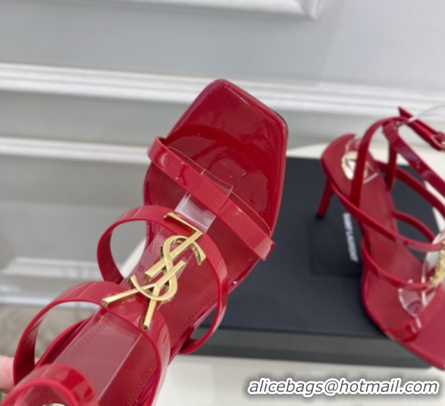 Popular Style Saint Laurent Cassandra Sandals 10.5cm in Patent Leather Red 2025 8227911 