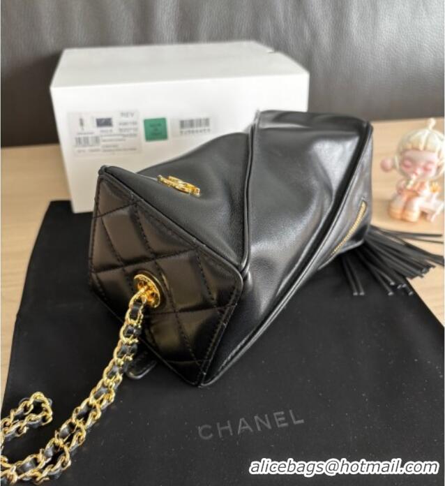Top Grade Chanel Lambskin Clutch with Chain and Tassel AP4686 Black 2025