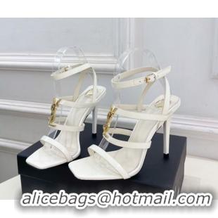 Good Looking Saint Laurent Cassandra Sandals 10.5cm in Patent Leather White 2025 8227911