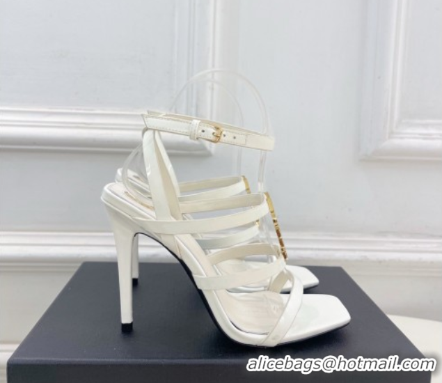Good Looking Saint Laurent Cassandra Sandals 10.5cm in Patent Leather White 2025 8227911