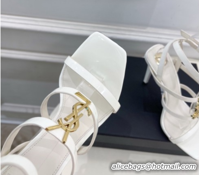 Good Looking Saint Laurent Cassandra Sandals 10.5cm in Patent Leather White 2025 8227911