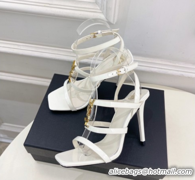 Good Looking Saint Laurent Cassandra Sandals 10.5cm in Patent Leather White 2025 8227911