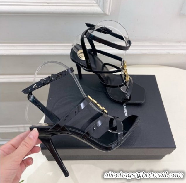 Sophisticated Saint Laurent Cassandra Sandals 10.5cm in Patent Leather Black 2025 8227911
