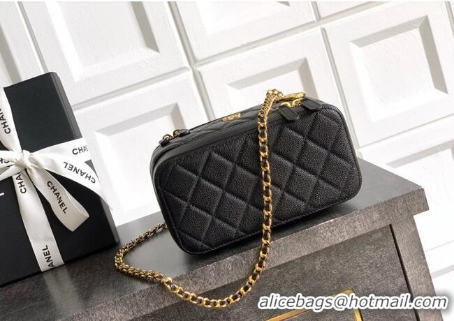 Famous Brand Chanel Grained Calfskin Long Vanity with Chain AP4688 Black 2025