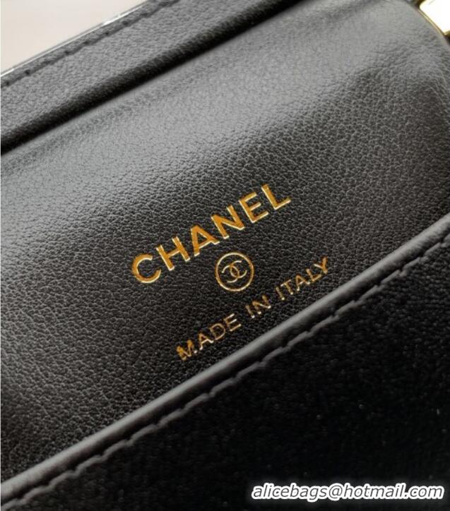 Famous Brand Chanel Grained Calfskin Long Vanity with Chain AP4688 Black 2025