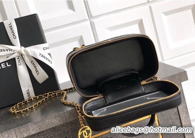 Famous Brand Chanel Grained Calfskin Long Vanity with Chain AP4688 Black 2025