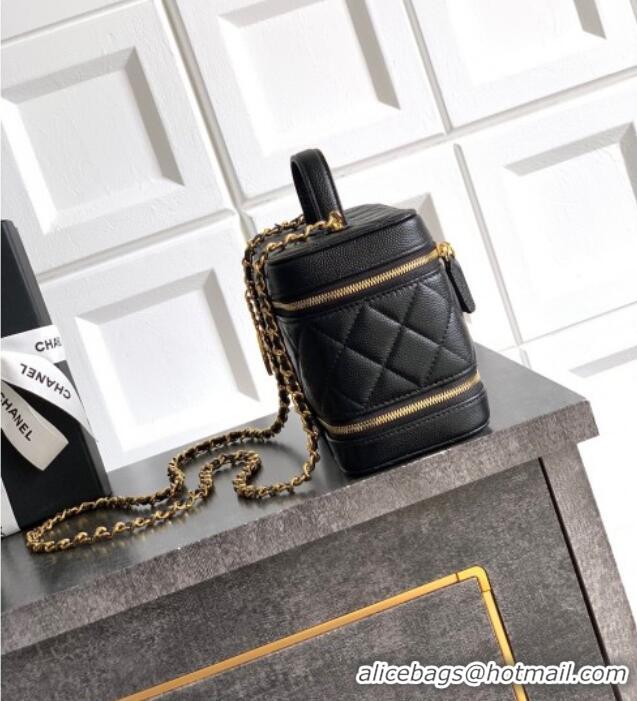 Famous Brand Chanel Grained Calfskin Long Vanity with Chain AP4688 Black 2025
