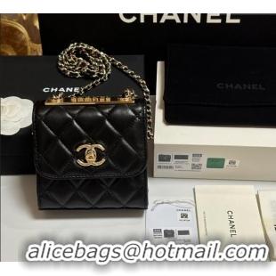 Trendy Design Chanel Lambskin Clutch with Chain and Band A81632 Black/Rose Gold 2025