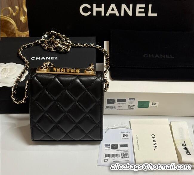 Trendy Design Chanel Lambskin Clutch with Chain and Band A81632 Black/Rose Gold 2025