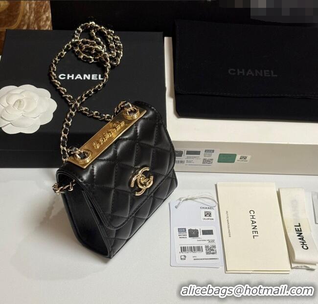 Trendy Design Chanel Lambskin Clutch with Chain and Band A81632 Black/Rose Gold 2025