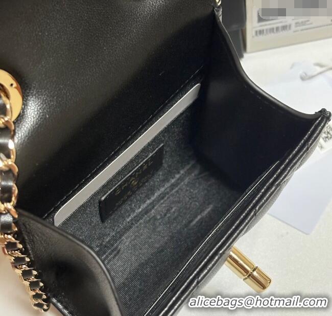 Trendy Design Chanel Lambskin Clutch with Chain and Band A81632 Black/Rose Gold 2025