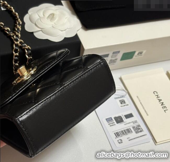 Trendy Design Chanel Lambskin Clutch with Chain and Band A81632 Black/Rose Gold 2025
