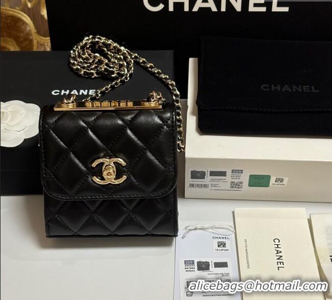 Trendy Design Chanel Lambskin Clutch with Chain and Band A81632 Black/Rose Gold 2025