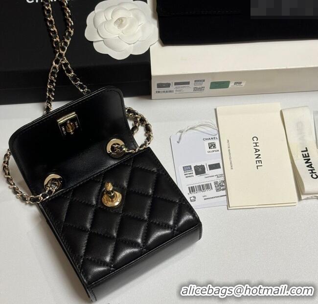 Trendy Design Chanel Lambskin Clutch with Chain and Band A81632 Black/Rose Gold 2025