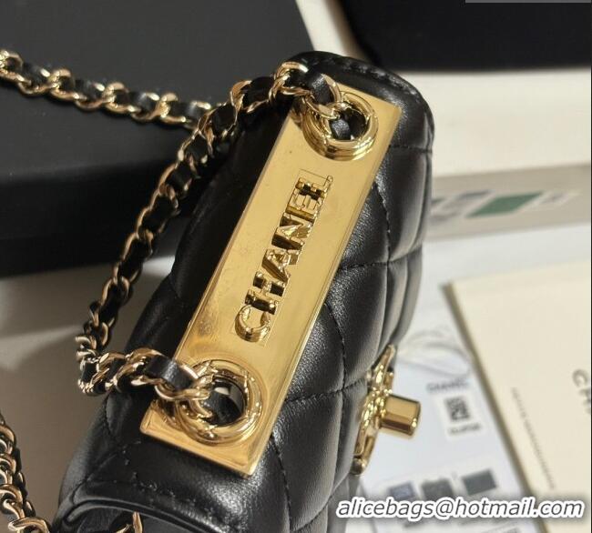 Trendy Design Chanel Lambskin Clutch with Chain and Band A81632 Black/Rose Gold 2025