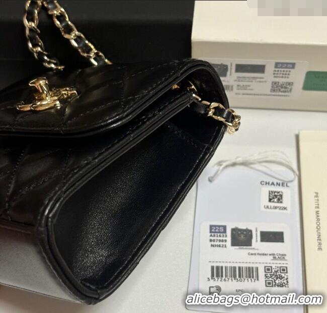 Trendy Design Chanel Lambskin Clutch with Chain and Band A81632 Black/Rose Gold 2025