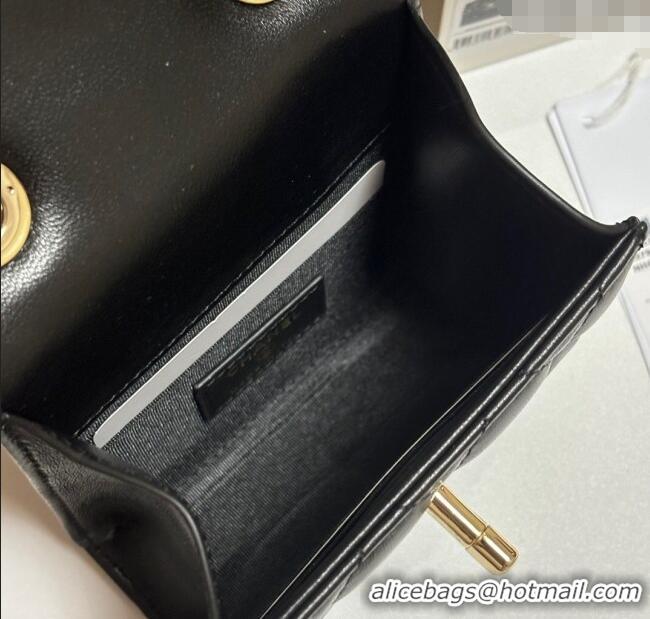 Good Taste Chanel Lambskin Clutch with Chain and Band A81632 Black/Yellow Gold 2025